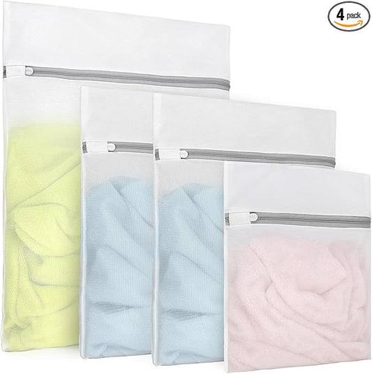 Muchfun 3Pcs Durable Fine Mesh Laundry Bags for Delicates (1Large, 2Medium, 1Small)