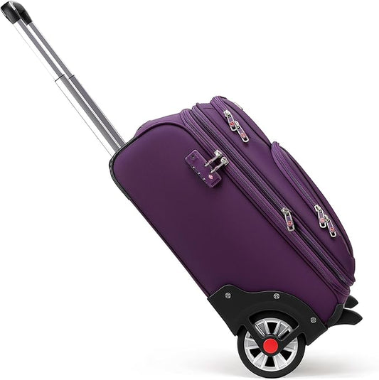 ROPLUS Laduga Softside Expandable Luggage with Large Wheels Carry-On Luggage Suicase (Purple, 21-Inch)