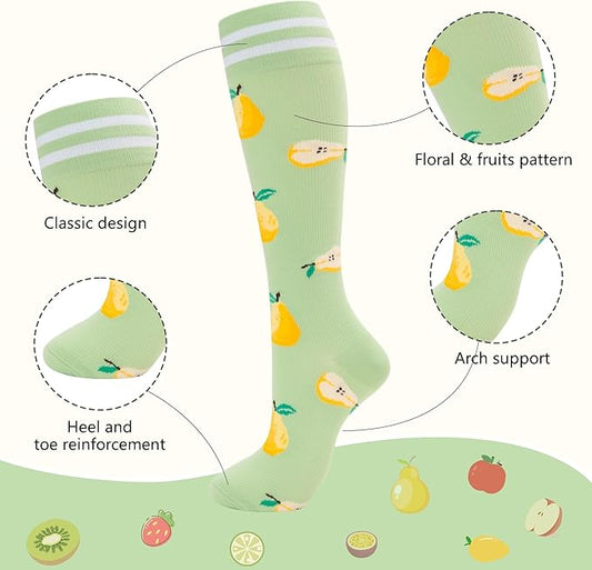 fenglaoda Compression Socks for Women Men Support Circulation 6 Pairs Socks For Nurse, Travel, Flight