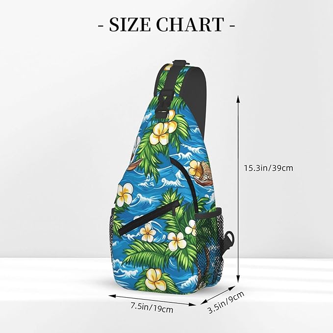 Hawaii Tropical Palm Sling Backpack Crossbody Bag Casual Chest Bags Travel Hiking Daypack Shoulder Bag for Women Men