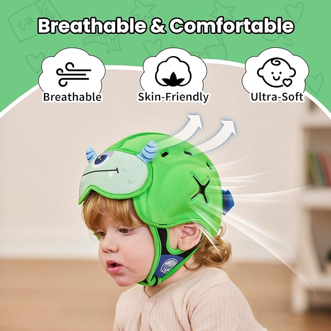 Mambobaby Baby Head Protector Baby Helmet for Crawling Walking,Safety Helmet,Extra-Thick Deep Forehead Padding, Ultra-Light, Breathable, Toddler Helmet 6-24 Months-Monster