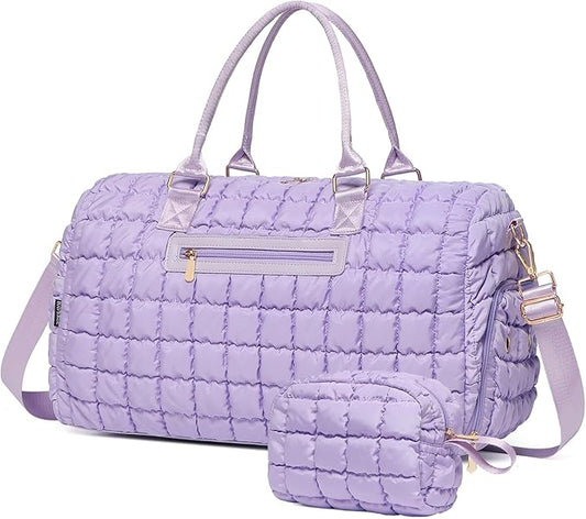 Duffle Bag for Travel, Weekender Bag with Shoe Compartment, Carry On Overnight Bag for Women with Toiletry Bag, Gym Bag with Wet Pocket, Hospital Bags for Labor and Delivery Beige