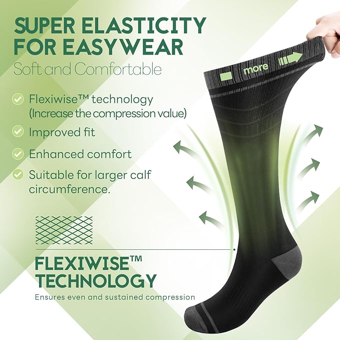 SONORAN Bamboo Viscose Compression Socks for Women & Men (3 Pairs) 15-20 mmHg Knee High Support for Nurses, Travel, Pregnant