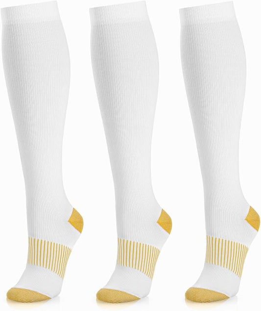 Medical Compression Socks for Women and Men 3 Pairs 20-30 mmHg Knee High Christmas Compression Stockings Circulation Best for Running Athletic Nurses