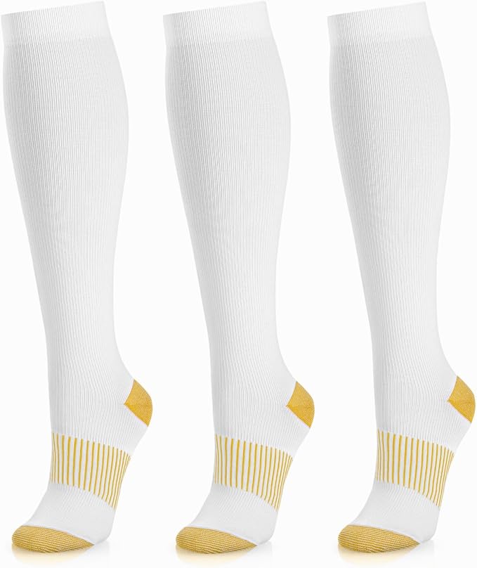 Medical Compression Socks for Women and Men 3 Pairs 20-30 mmHg Knee High Christmas Compression Stockings Circulation Best for Running Athletic Nurses