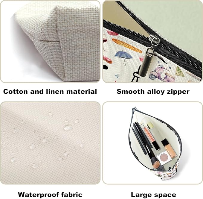 France Travel Culture Gift Cosmetic Bag Makeup Bag French Souvenir Gift Merch French Theme Paris Landmarks Gift for Women Best Friend Traveller Daughter Girls Trip Gifts Favors Christmas Birthday