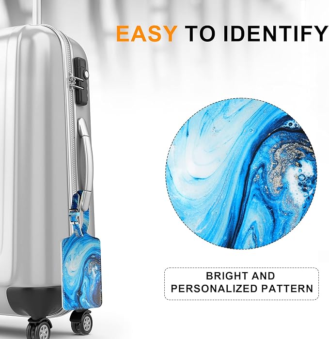 4 Pack Luggage Tag for Suitcases, Leather Suitcase Tags Identifiers, Cute Bag Name Travel Tags ID Labels for Women Men Travel Cruise Luggage by Sodsay