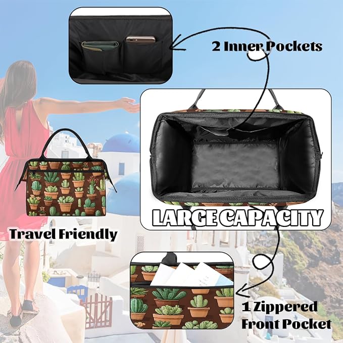Travel Duffel Bag Cactus Waterproof Sports Duffel Bags Lightweight Large Capacity Weekender Carry On Gym Bag for Women Men