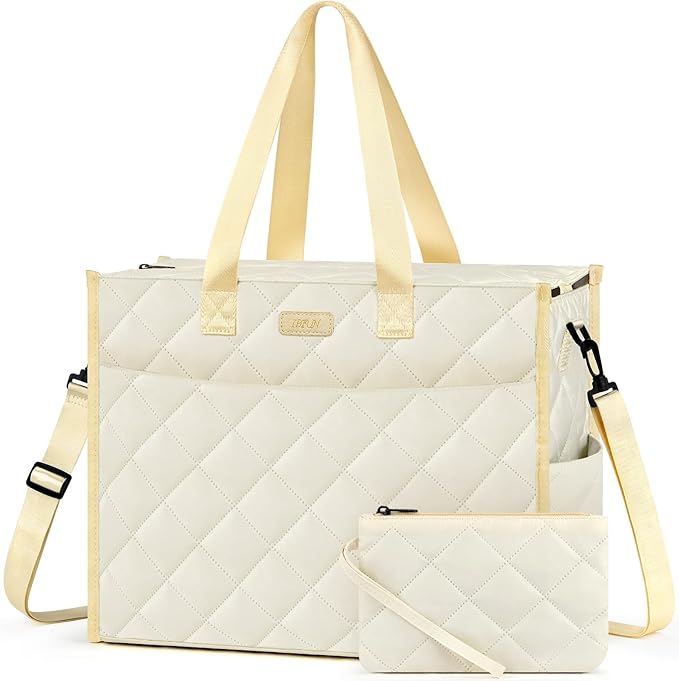 IBFUN Utility Tote Bag with 14/24 Pockets Zip Top Teacher Tote Bag for Teacher/Work Women