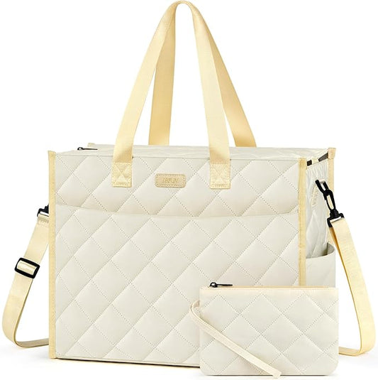 IBFUN Utility Tote Bag with 14/24 Pockets Zip Top Teacher Tote Bag for Teacher/Work Women