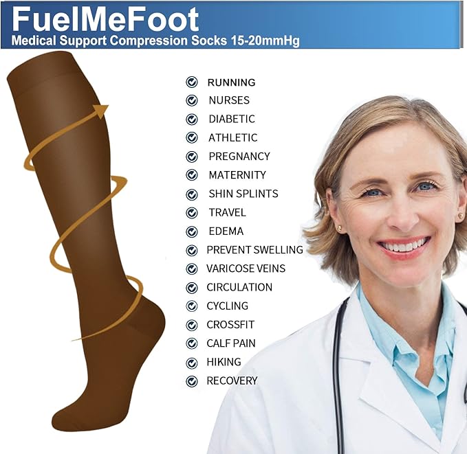 FuelMeFoot 3 Pack Copper Compression Socks - Compression Socks Women & Men Circulation - Best for Medical,Running,Athletic