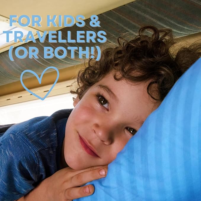 kinder Fluff Children Pillow (2-Pack) 13x18in– The Only 300TC Soft Cotton Pillow with Down Alternative Fill – Hypoallergenic, Machine Washable & Perfect for Kids 2+ Years- Blue- S