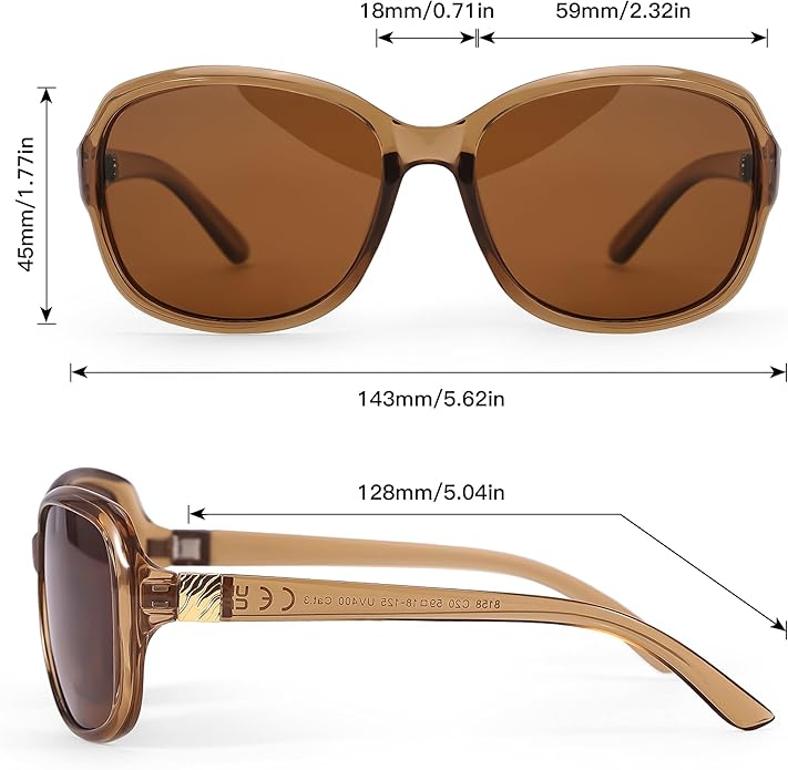 SIPHEW Polarized Sunglasses for Women | Vintage Square Sunglasses w UV400 Protection | Womens Wraparound Shade