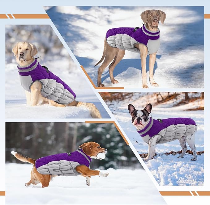 OUOBOB Dog Winter Jacket Cozy Reflective Waterproof Windproof Warm Pet Garment,Comfortable Cold Weather Fleece Apparel Outfits with Zipper Closure for Small Medium Large Dogs Puppy Walking,X-Small