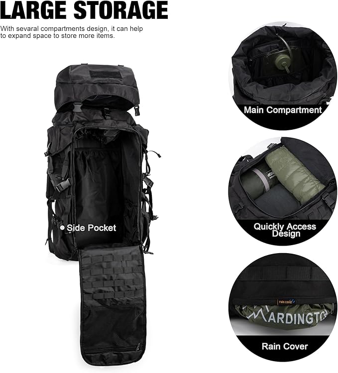Mardingtop 70L Internal Frame Backpack for Hunting,Camping,Hiking Backpacking Backpack with Rain Cover