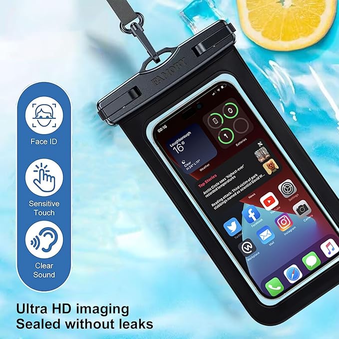 Up to 8.7" 6 Pack Multicolor Waterproof Phone Pouch, Large Phone Waterproof Case Dry Bag, Protection Level: IP68, Outdoor for Apple iPhone,Samsung,and More, Black,Blue,Pink,Orange,Yellow,Green