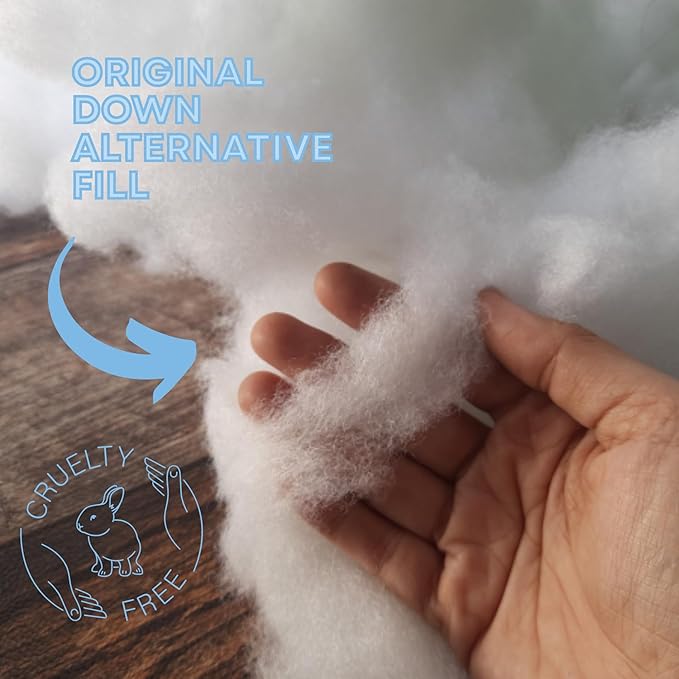 kinder Fluff Children Pillows for Bed (2X) 14x20in- The Only Kids Pillow 300T Cotton Shell & Down Alternative Fill - Travel Pillow for Children Bedding Set Sleeping Pillow Floor Bed Pillows- Blue- M