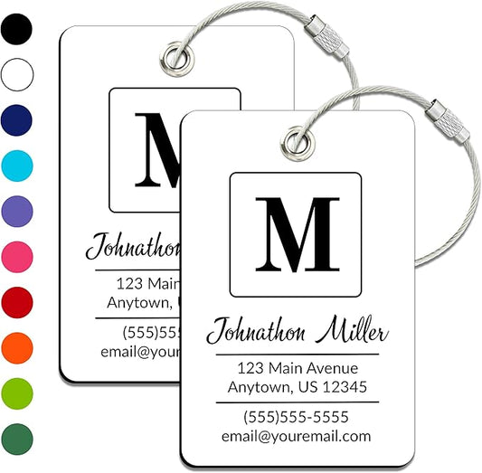 Personalized Luggage Tag | 2 Pack | Custom Luggage Tags for Suitcases | Kids Backpack Tag | 10 Color Options & Choose Font, Font Color