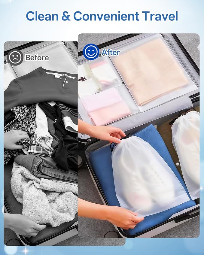 Teskyer Transparent Shoe Bags for Travel, 15.7" x 11.8" Waterproof Portable Travel Shoe Storage Bags for Packing - Travel Essentials for Men & Women, 20 PCS