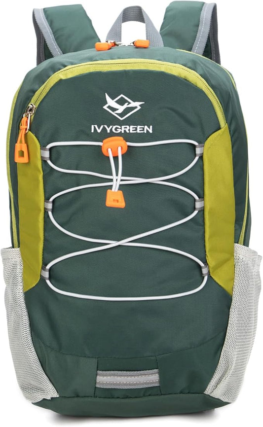 IVYGREEN Little Kids Hiking Backpack for Boys or Girls, Small Daypack for Camping or Travel (Green, Medium)