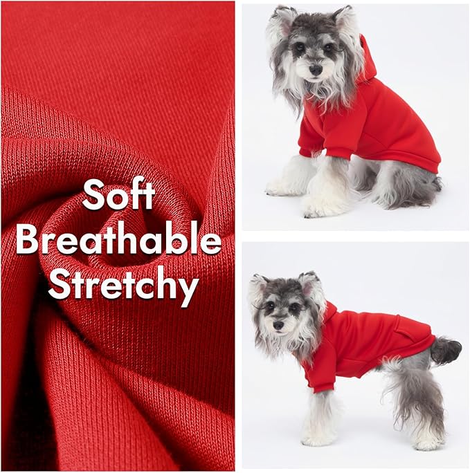 2 Pack Dog Hoodie Warm Hood Dog Sweater Cold Weather Small Dogs Sweatshirt Comfort Pet Clothes for Small Medium Dogs with Pockets Cats Chihuahua Clothes for Male Female Girl Boy Sporty Daily Wear