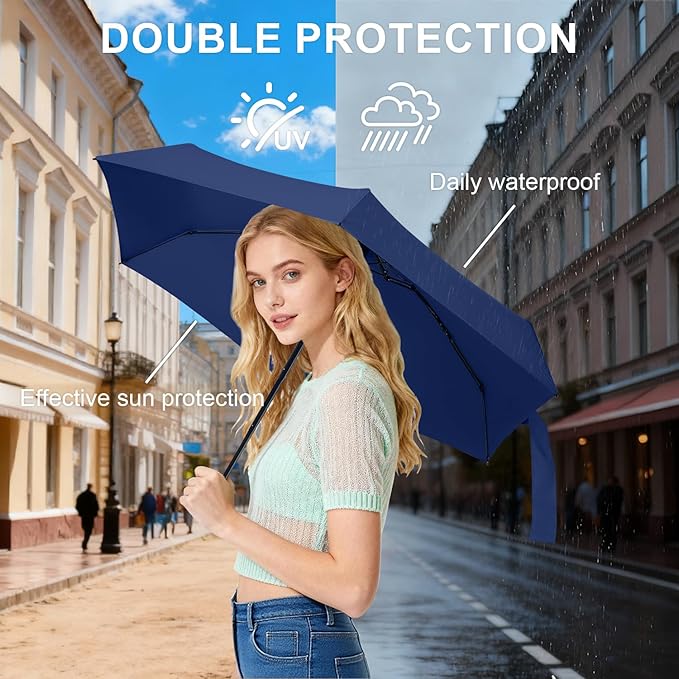 LEAGERA Compact Travel Umbrella with Case - Mini Umbrella for Purse, Small Lightweight &Tiny Design Perfect for Parasol Outdoor Sun&Rain Umbrellas