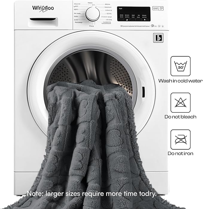 Luciphia Waterproof Dog Blanket for Medium Large Dogs Washable Bed Couch Protector Soft Fluffy 3D Heart Jacquard Pet Blanket with Sherpa Fleece Cozy Calming Throw Blankets, Grey 65x57 inch