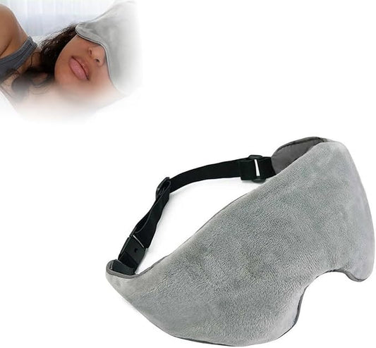 Weighted Sleep Mask with Removable Cooling and Warming Inserts – Soft Velour Eye Mask for Relaxation, Light Blocking & Travel (Gray)