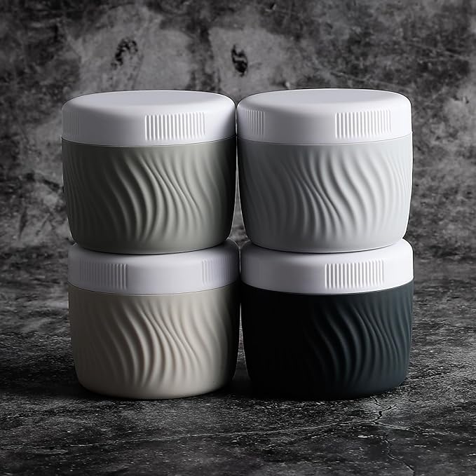 Travel Containers for Toiletries, Silicone Cream Jars BPA-Free, TSA Approved 3oz Travel Size Containers, Leak-proof Portable Size Silicone Jars with Lid for Face Hand Body Cream (4 Pack)