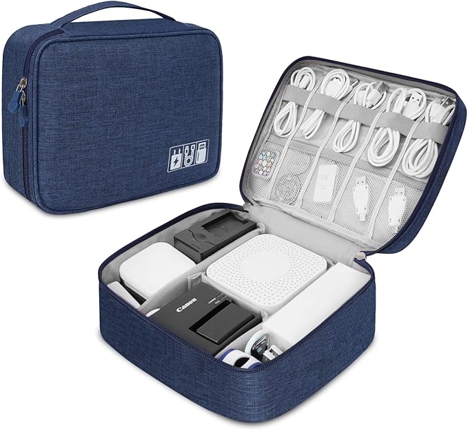 Electronic Organizer Travel Universal Cable Organizer Electronics Accessories Bag for Cable, Charger, Phone, USB, SD Card,1Pack