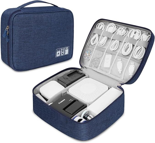 Electronic Organizer Travel Universal Cable Organizer Electronics Accessories Bag for Cable, Charger, Phone, USB, SD Card,1Pack