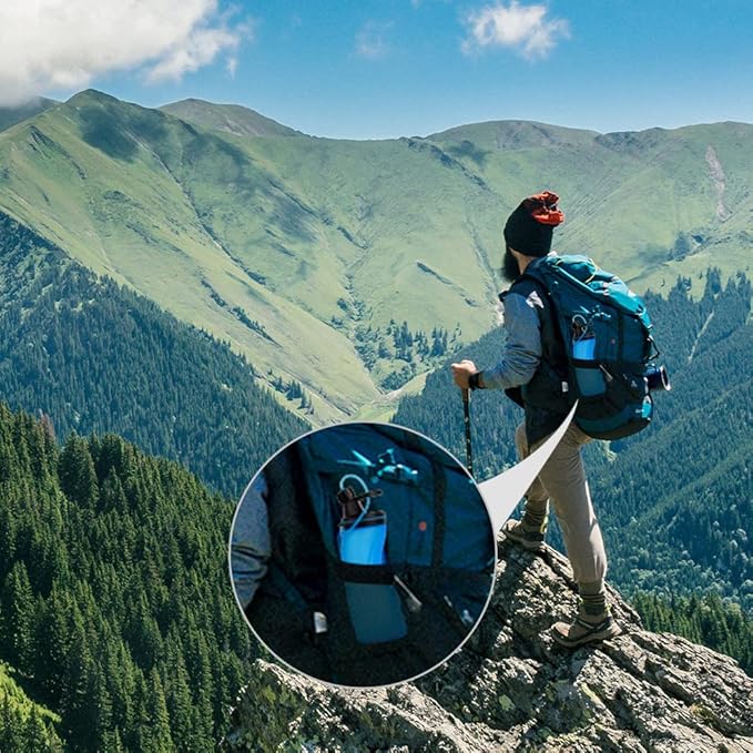 E-Senior Collapsible Water Bottle BPA Free - Foldable Water Bottle for Travel Sports Bottles with Triple Leak Proof Lightweight 17oz (Upgraded Ocean Blue)