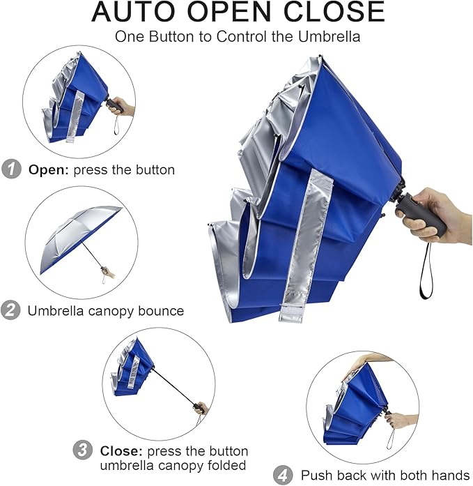 G4Free 42/46/54/62 Inch Large Golf Umbrella Compact Reverse Travel Umbrella 10 Ribs Windproof for Rain Double Canopy Automatic Open Close