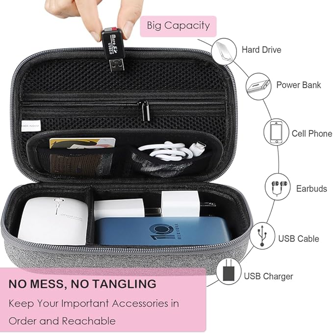 Hard Electronic Organizer Travel Case for MacBook Power Adapter Chargers Cables Power Bank Apple Magic Mouse USB Flash Disk SD Card Hard Drive Portable Carrying Case Accessories Hard Bag