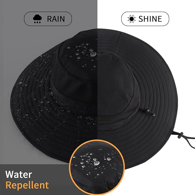 Home Prefer UPF50+ Mens Sun Hat Wide Brim Fishing Hat Foldable Large Brim UV Protection Sun Hat for Men Women Beach Gardening