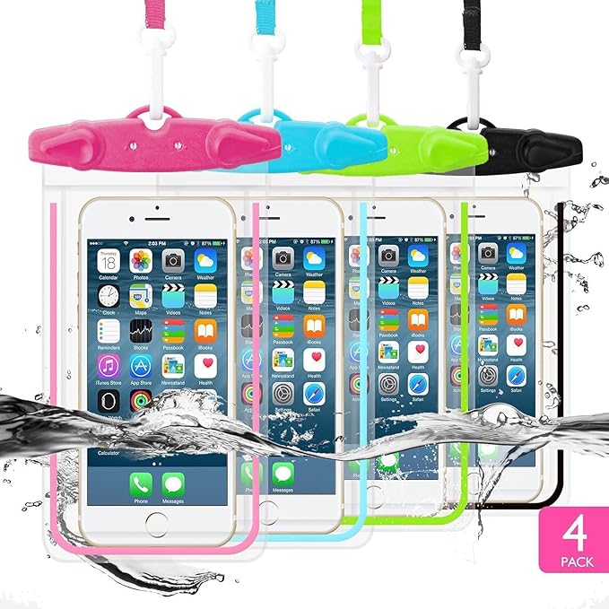 Universal Waterproof Phone Pouch, 4 Pack Waterproof Phone Case with Lanyard Protector for iPhone16 15 14 13 12 Pro Max XS Plus Samsung Galaxy Note up to 6.9", IPX8 Cellphone Dry Bag Beach Essentials
