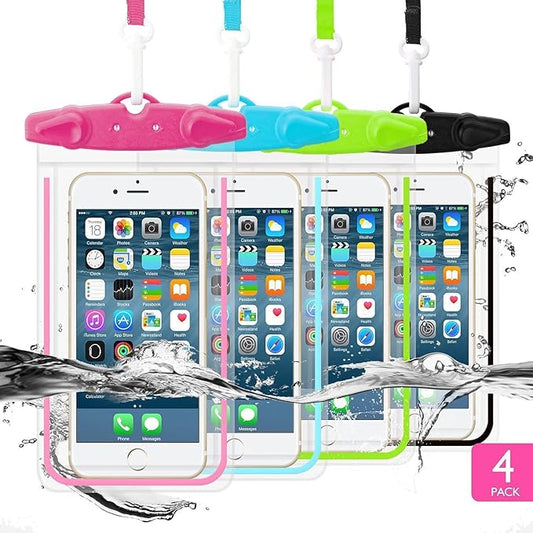 Universal Waterproof Phone Pouch, 4 Pack Waterproof Phone Case with Lanyard Protector for iPhone16 15 14 13 12 Pro Max XS Plus Samsung Galaxy Note up to 6.9", IPX8 Cellphone Dry Bag Beach Essentials