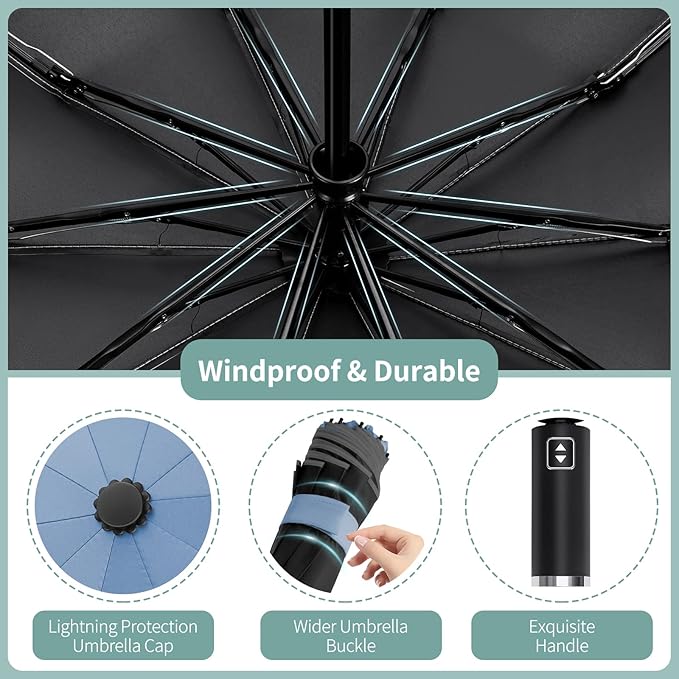 Seniny Windproof Travel Umbrella, Automatic Umbrellas for Rain, Portable & Compact Umbrellas for Backpack, Strong UV for Protection, Folding Small Sun Umbrella for Car, Walking