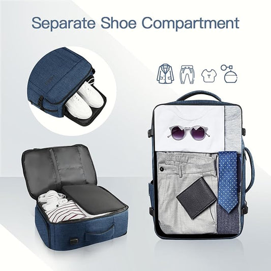 55L Extra Large Travel Backpack for Men & Women, 60L Expandable Big Capacity For Airplanes, Travel Gifts for Men Women, Carry On Backpack Fits 18.4 Inch Laptop, Luggage Suitcase Daypack Bag, Blue