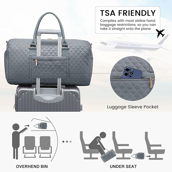 LOVEVOOK Travel Duffle Bag,Weekender Bags for Women Overnight Bag with Shoe Compartment, Carry on with Toiletry Bag,Duffel Bag with Wet Pocket,Hospital Bags for Labor and Delivery