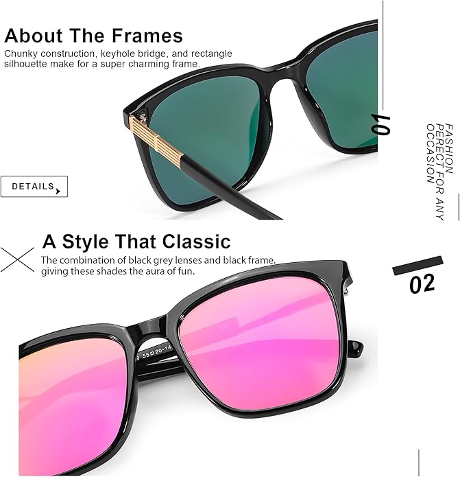 SIPHEW Oversized Square Sunglasses for Women|Lightweight Fashion Sunglasses 100% UV400 Protection|Trendy Mirrored Shade