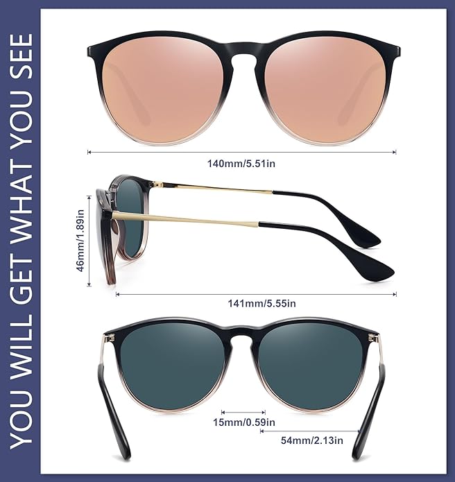 Retro sunglasses womens 2024 trendy round classic glasses