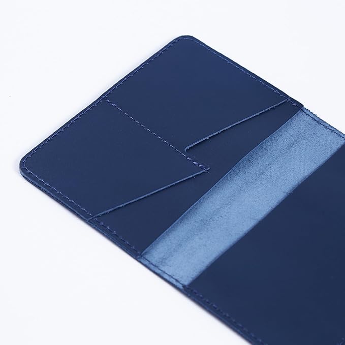 INCARNE Leather Passport Cover - Passport Wallet - Passport Sleeve with Card Slots & Note Compartment, Classic Blue