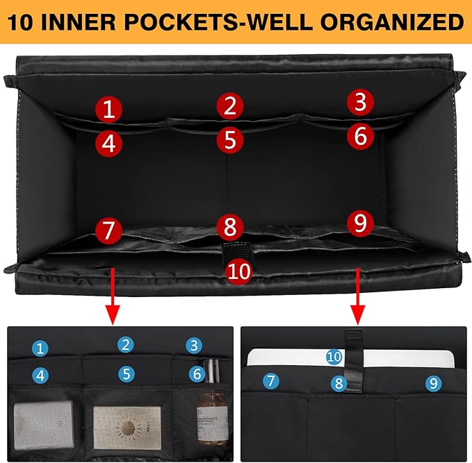 IBFUN Utility Tote Bag with 14/24 Pockets Zip Top Teacher Tote Bag for Teacher/Work Women