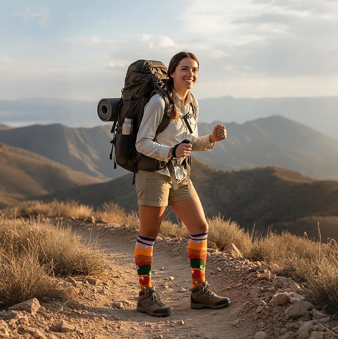 Graduated Compression Socks for Women&Men 20-30mmhg Knee High Socks Travel Hiking Running Stocking