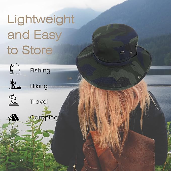 Bucket Hat Wide Brim UV Protection Sun Hat Boonie Hats Fishing Hiking Safari Outdoor Hats for Men and Women