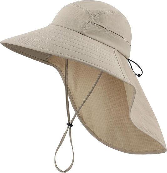 Home Prefer UPF 80+ Sun Hat for Men Women Wide Brim Sun Hat with Neck Flap Summer Safari UV Protection Gardening Fishing Hat