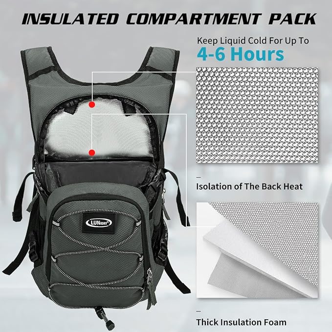 Hydration Backpack with 3L Water Bladder, Insulated Running Hydration Pack Hydropack, Lightweight Water Backpack for Hiking Cycling Camping Biking for Men Women