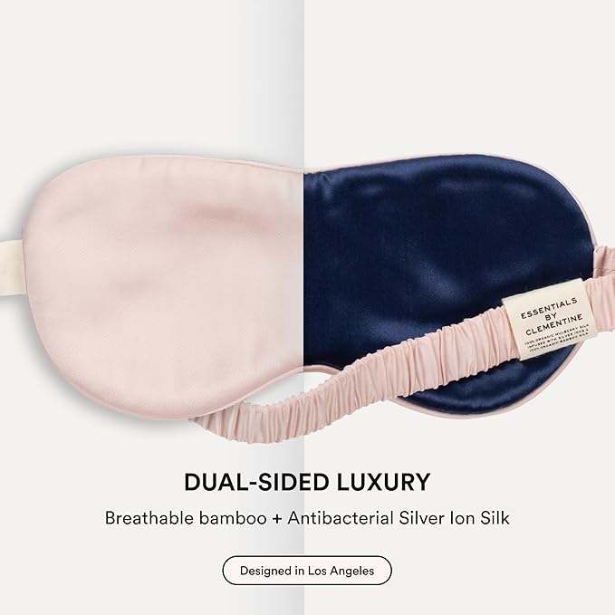 Clementine Sleepwear Essentials Organic Ballet Pink Sleep Mask | Oversized Contoured Eye Mask with Bamboo and Silver Ion Silk for Sensitive Skin and Restful Sleep