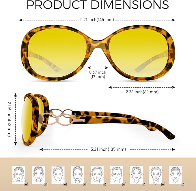 Sunier Sunglasses Womens Polarized Trendy Oversized Sun Glasses Fashion Ladies Shades 100% UV400 Protection S85